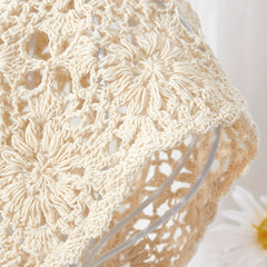 Crochet Beanie Solid Flower Cloche Hat Breathable Knit Hat