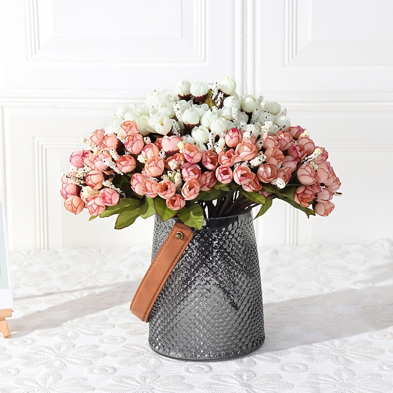 15 Mini Roses Bouquet Realistic Decoration Perfect Gift Birthday Party Supplies