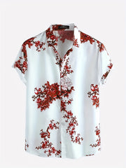 Men s Floral Graphic Short Sleeve Shirt Hawaiian Beach