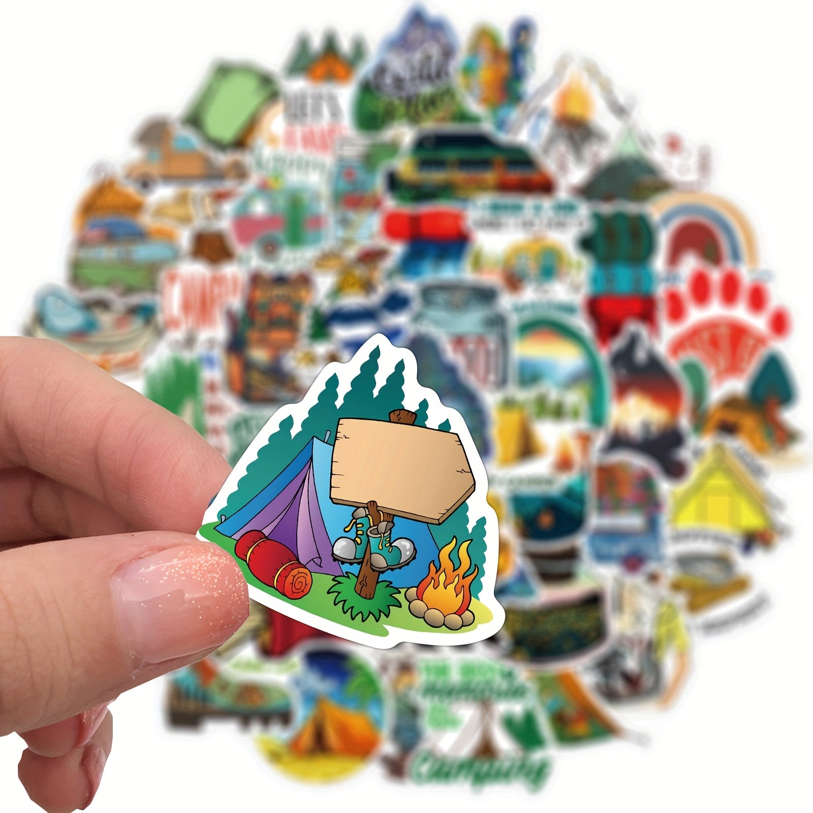 50pcs Outdoor Camping Sticker Waterproof Vinyl Sticker Pack for Teens