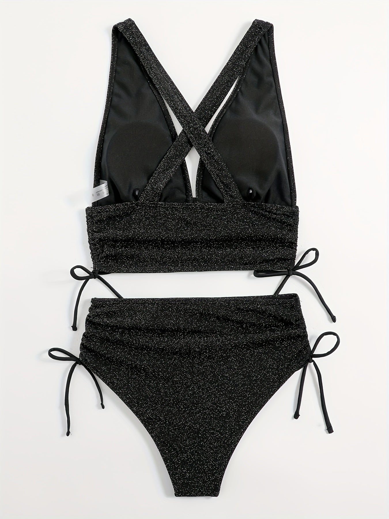 Criss Cross V Neck Bikini Set High Cut Swimsuit