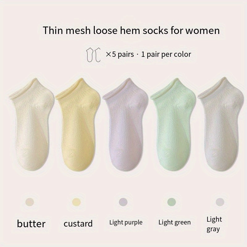 5 Pairs Solid Socks Women's Stockings & Hosiery