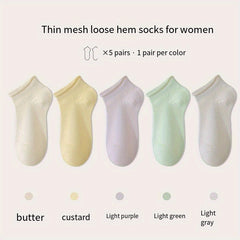 5 Pairs Solid Socks Women's Stockings & Hosiery