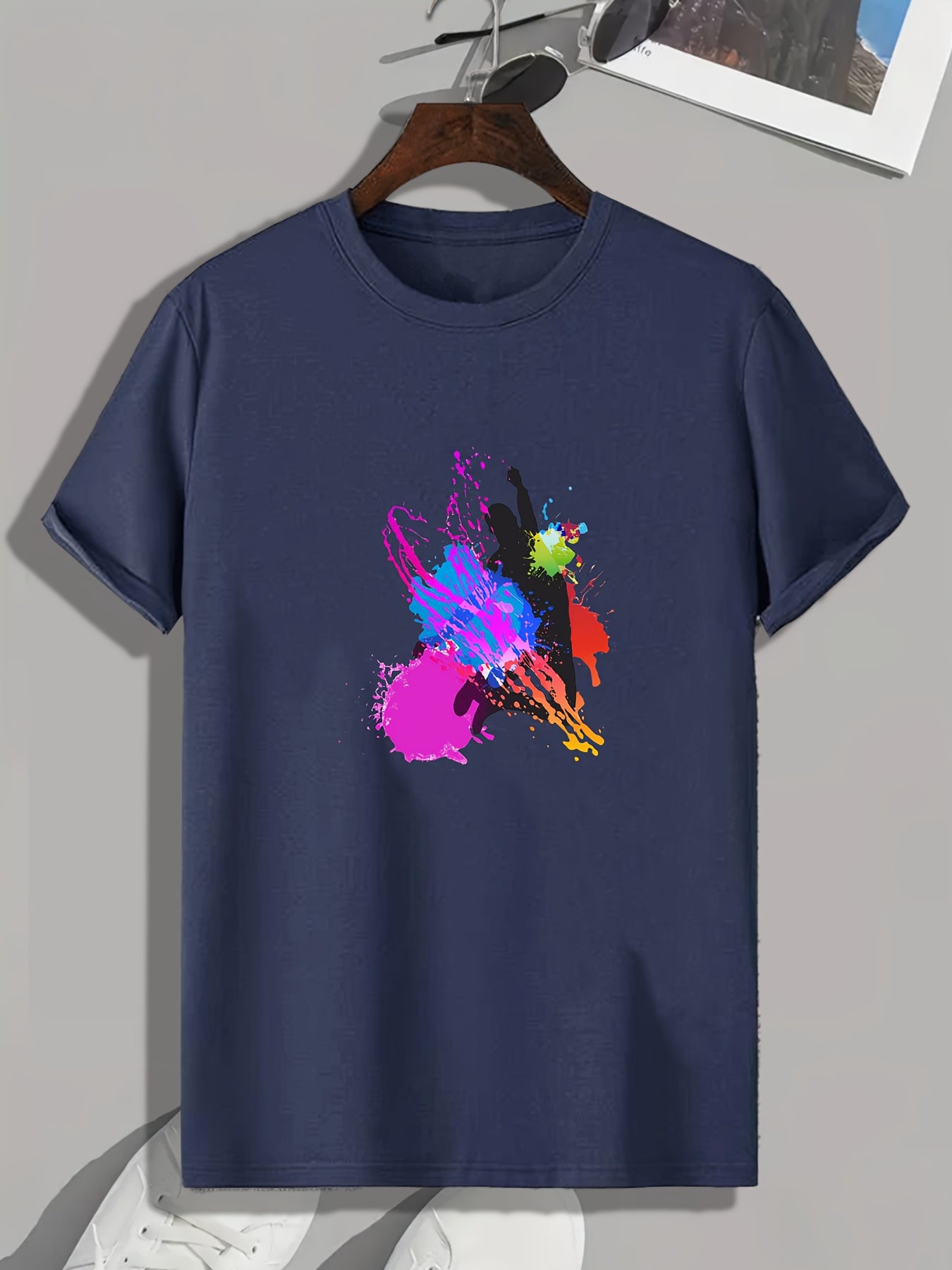 Colorful Paint Print Men's Graphic T shirt Casual Comfy Tees For Summer