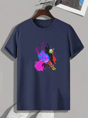 Colorful Paint Print Men's Graphic T shirt Casual Comfy Tees For Summer