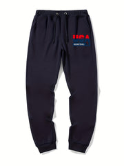 Basketball Graphic Drawstring Joggers Men's Sweatpants