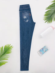 Faux Denim Print Yoga Leggings High Stretch Running Yoga Tight Pants