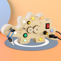 Montessori Toddler Wooden LED Dinosaur Busy Board