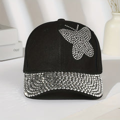 Rhinestone Butterfly Dad Cap for Women
