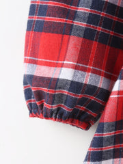 Girls Red Plaid Pleated Dress for Christmas