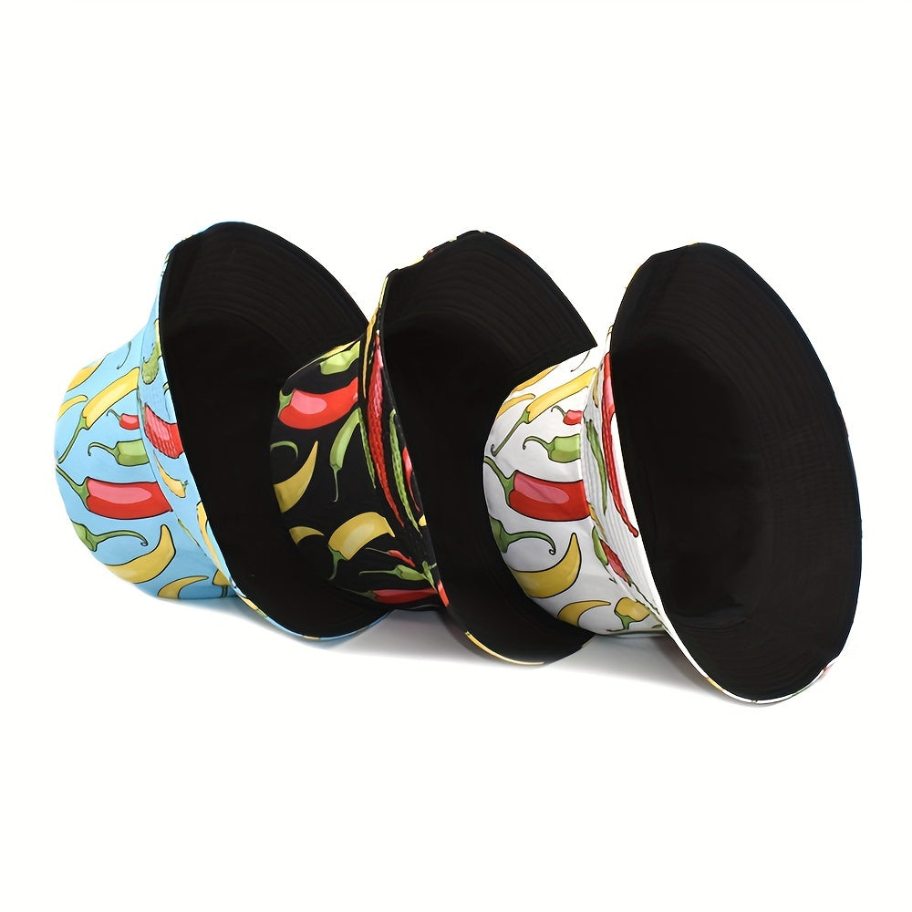 Colorful Pepper Pattern Fisherman Hat Casual Sunscreen Bucket Hats