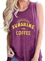 Letter Print Crew Neck Tank Top for Women
