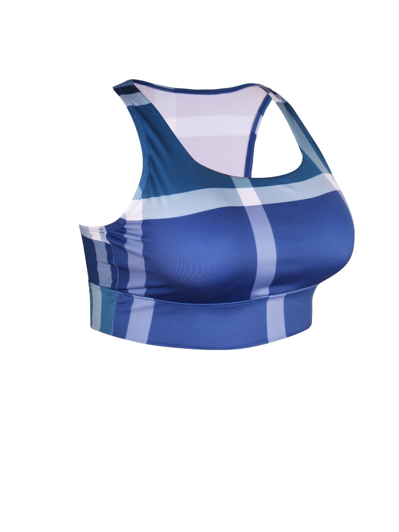 Striped Racer Back Sports Bra High Stretch Active Yoga Bra