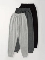 3pcs Letter Print Lounge Pants Soft Elastic Waistband Womens Loungewear