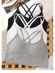 3pcs Solid Cross Back Sports Bra Bundle
