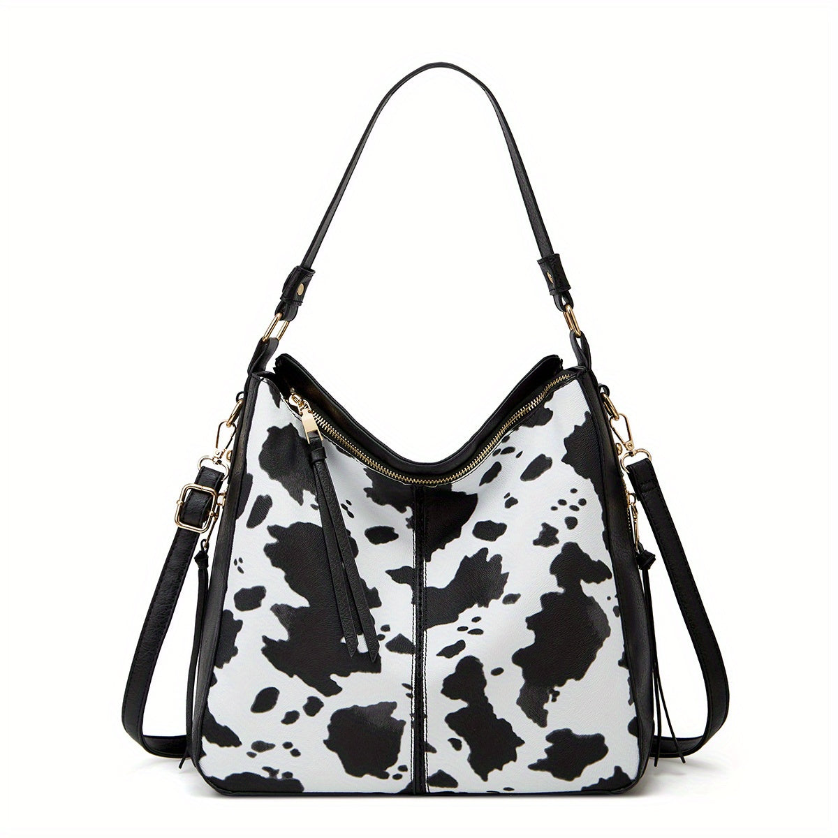 Leopard Print Tote Bag Large Capacity Shoulder Bag Zipper Portable Handle