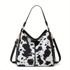 Leopard Print Tote Bag Large Capacity Shoulder Bag Zipper Portable Handle
