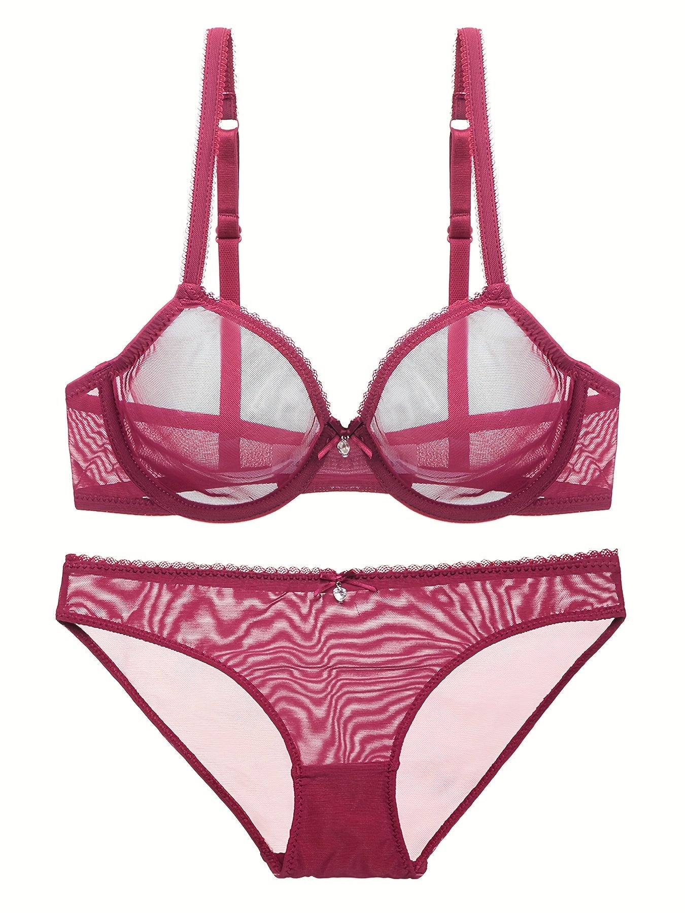 Push Up Lace Mesh Bra & Panties Lingerie Set