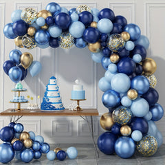 Navy Balloon Garland Arch Set Metallic Macaron Balloons Confetti