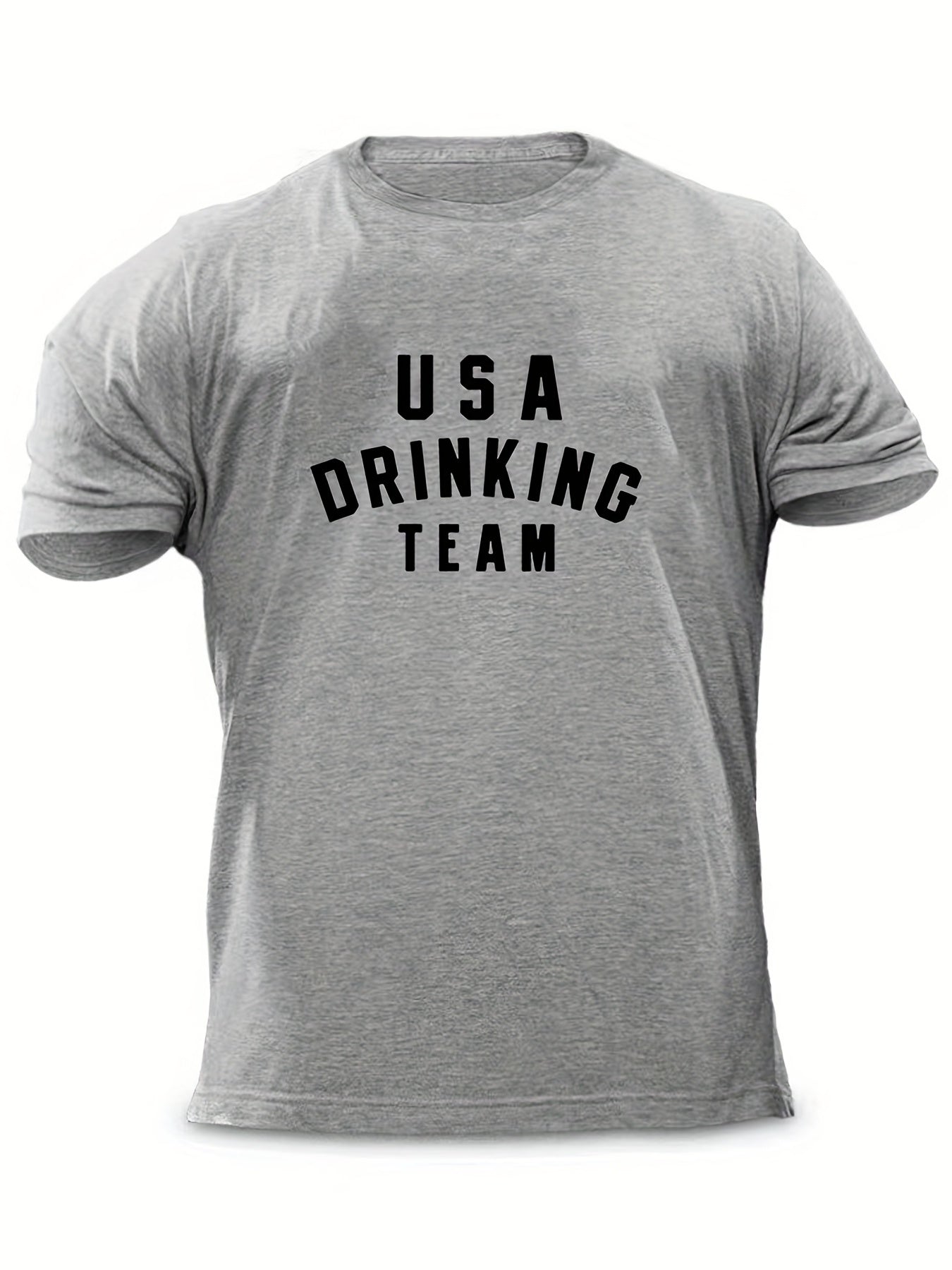 Drinking Team Men's Letter Print T-shirt Casual Stretch Tee