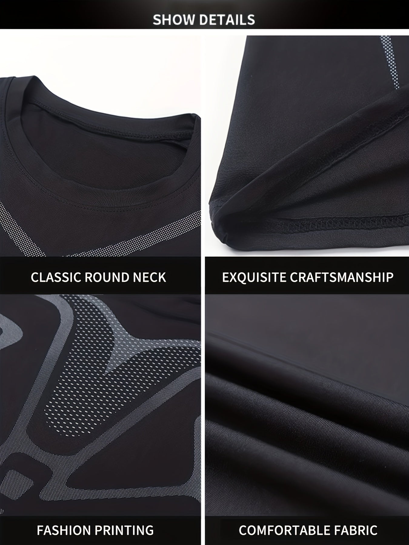 Men's Solid Sports T-shirt Quick Dry Breathable Tee Top