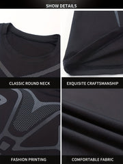 Men's Solid Sports T-shirt Quick Dry Breathable Tee Top