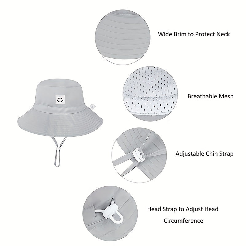 Happy Face Graphic Bucket Hat Fisherman Hat Wide Brim Beach Basin Hat