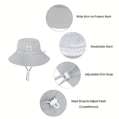 Happy Face Graphic Bucket Hat Fisherman Hat Wide Brim Beach Basin Hat