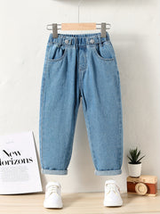 Girls' Classic Denim Trousers Baggy Fit All match For Outerwear