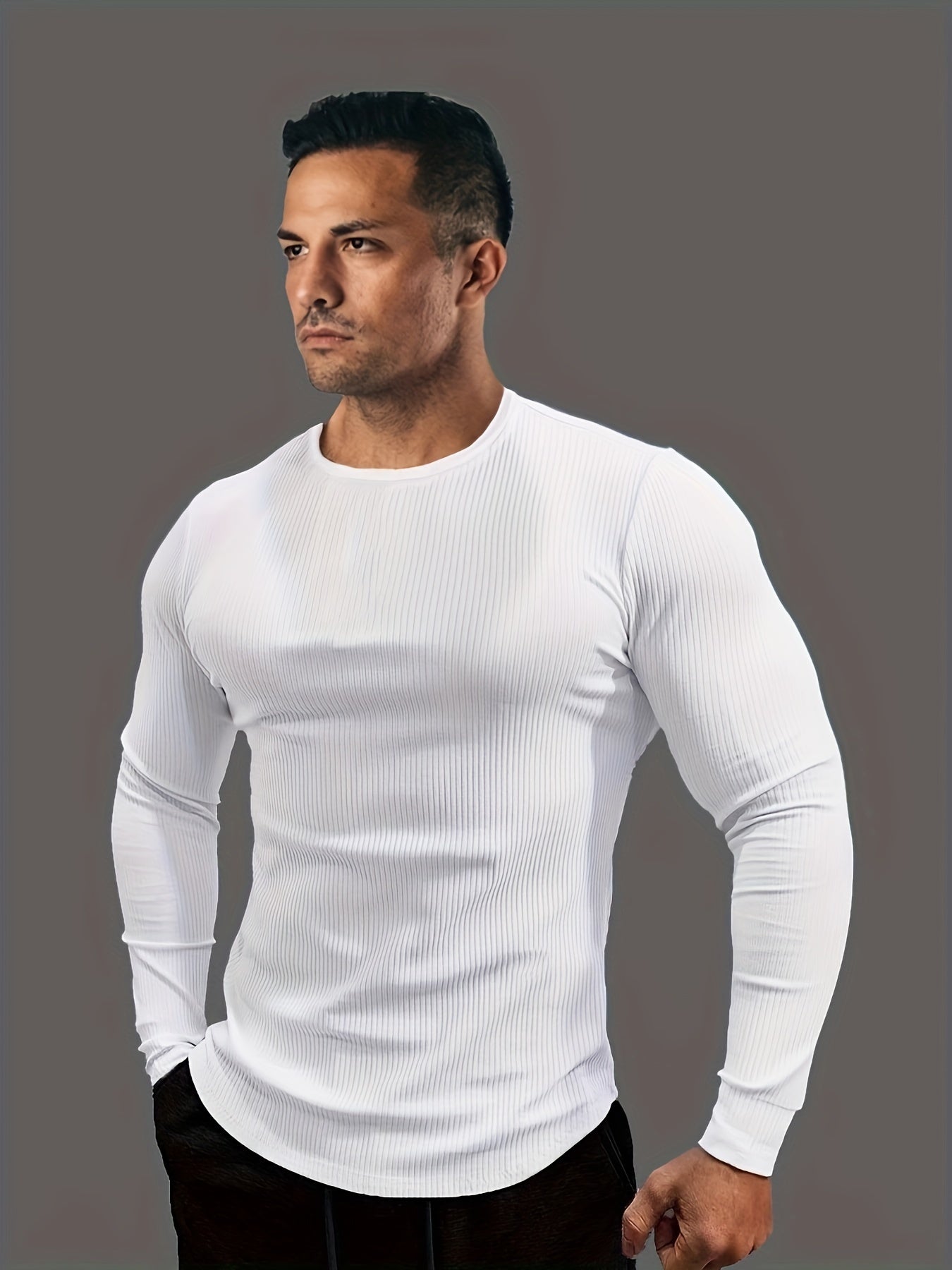 Men's Crew Neck Long Sleeve Stretch Tee