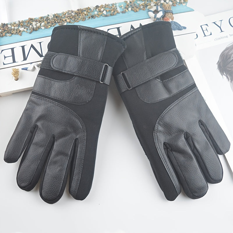 Men's Velvet Windproof Gloves Motorcycle Warm Gloves
