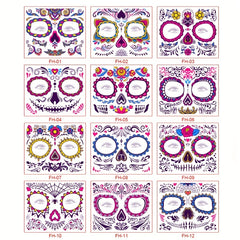 Fluorescent Halloween Face Sticker Tattoo - Masquerade Party Decoration