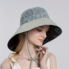 Wide Brim Fisherman Hat Lace Embroidery Sunshade Travel Beach Hats