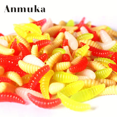 50pcs Artificial Fishing Bait Soft Mealworm Soft Maggot Five Colors