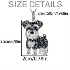 Schnauzer And Rhinestone Pet Pendant Necklace Dog Animal Jewelry