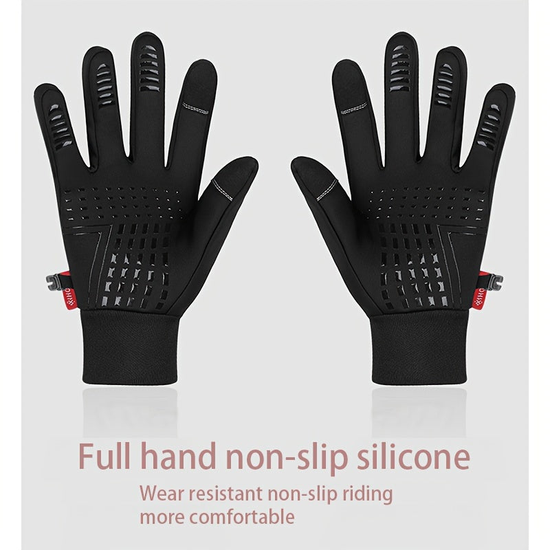 Men's Winter Cycling Gloves Windproof Waterproof Fleece Warm Touch Screen
