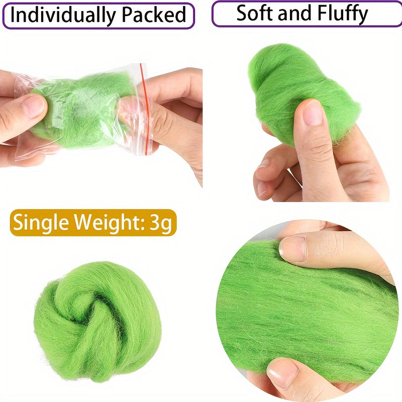 24pcs Needle Felting Wool Roving for DIY Craft Materials Spinning Blending