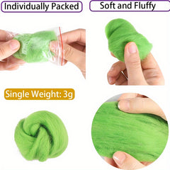 24pcs Needle Felting Wool Roving for DIY Craft Materials Spinning Blending