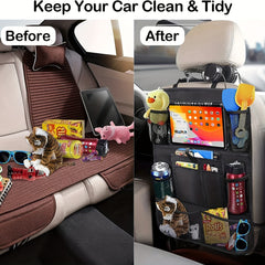 Car Seat Back Storage Bag with Tablet Holder and 8 Mesh Pockets