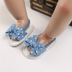 Baby Girls Bowknot Open Toe Sandals, Lightweight Breathable Summer Shoes