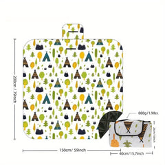 Waterproof 3 Layer Picnic Blanket 200 X 200 Boho Forest Print