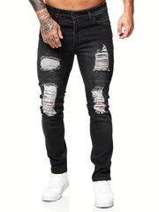 Slim Fit Ripped Jeans Mens Casual Distressed Stretch Denim Pants