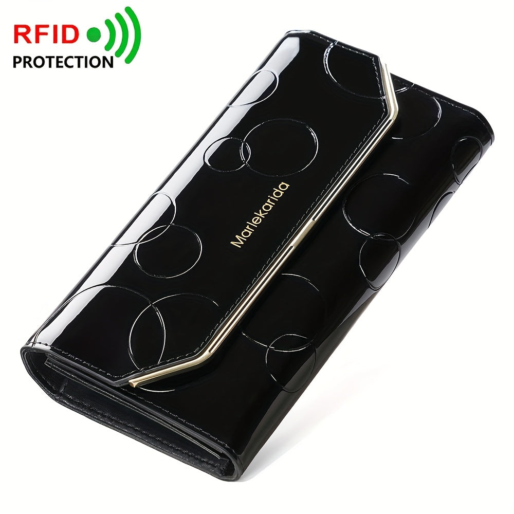 Women's Patent Leather Clutch Wallet Snap Closure