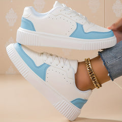 Women's Lightweight Solid Skate Shoes Low Top Lace Up Sport Shoes