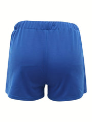 Solid Drawstring Shorts Elastic Waist Shorts Women's Clothing