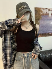 Solid Tank Crop Top Square Neck Sleeveless Top Women's Lingerie
