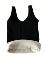 Plush Lined Thermal Underwear Top V Neck Tank