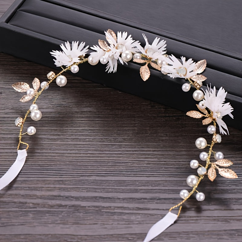 Bridal Hair Vines Crystal Pearls Wedding Headpiece