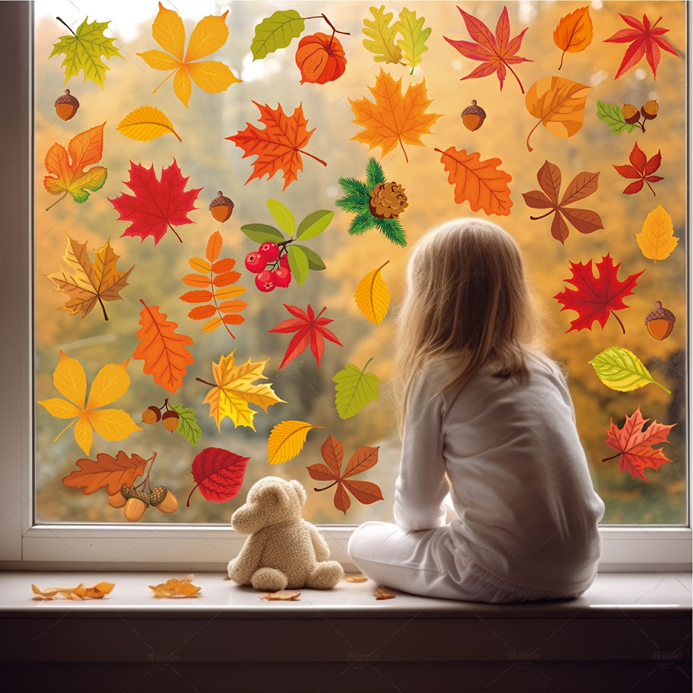 64PCS Double Sided Fall Window Clings for Glass Windows