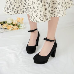 Women's Platform High Heels Ankle Strap Bow Dress Pumps